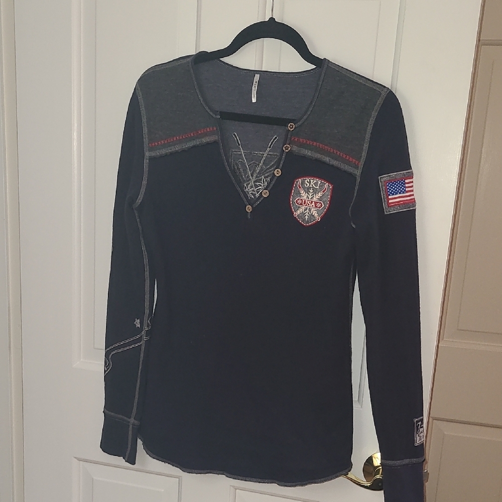Alp N Rock Navy and Gray Womens Long Sleeve Tee